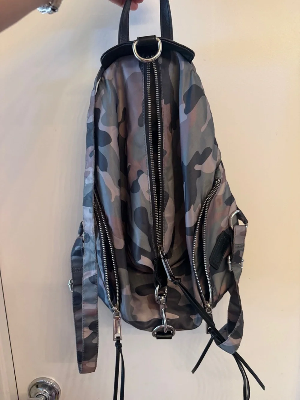 Rebecca Minkoff Gray and Black Camo Sling Backpack - Picture 1 of 2